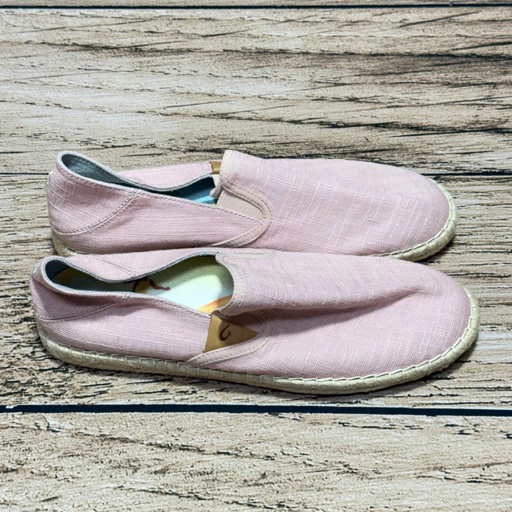 OluKai Kaula Pa'a Kapa Espadrilles Women Size 9 Pink Slip On Casual Shoes